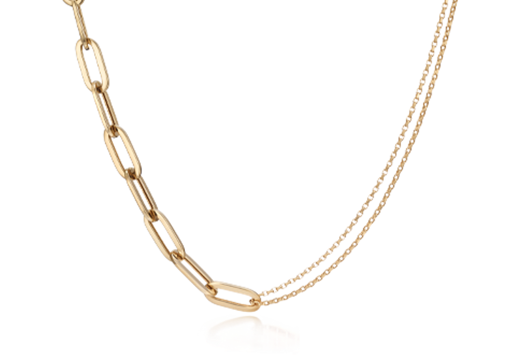 Ladies 18k Yellow Gold Bold Paperclip Necklace