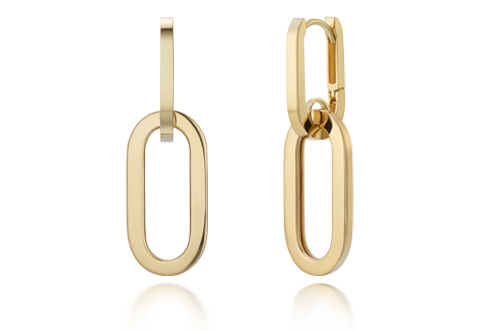 18k Yellow Gold Paperclip Earrings
