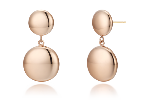 Ladies 18k Button Drop Earrings