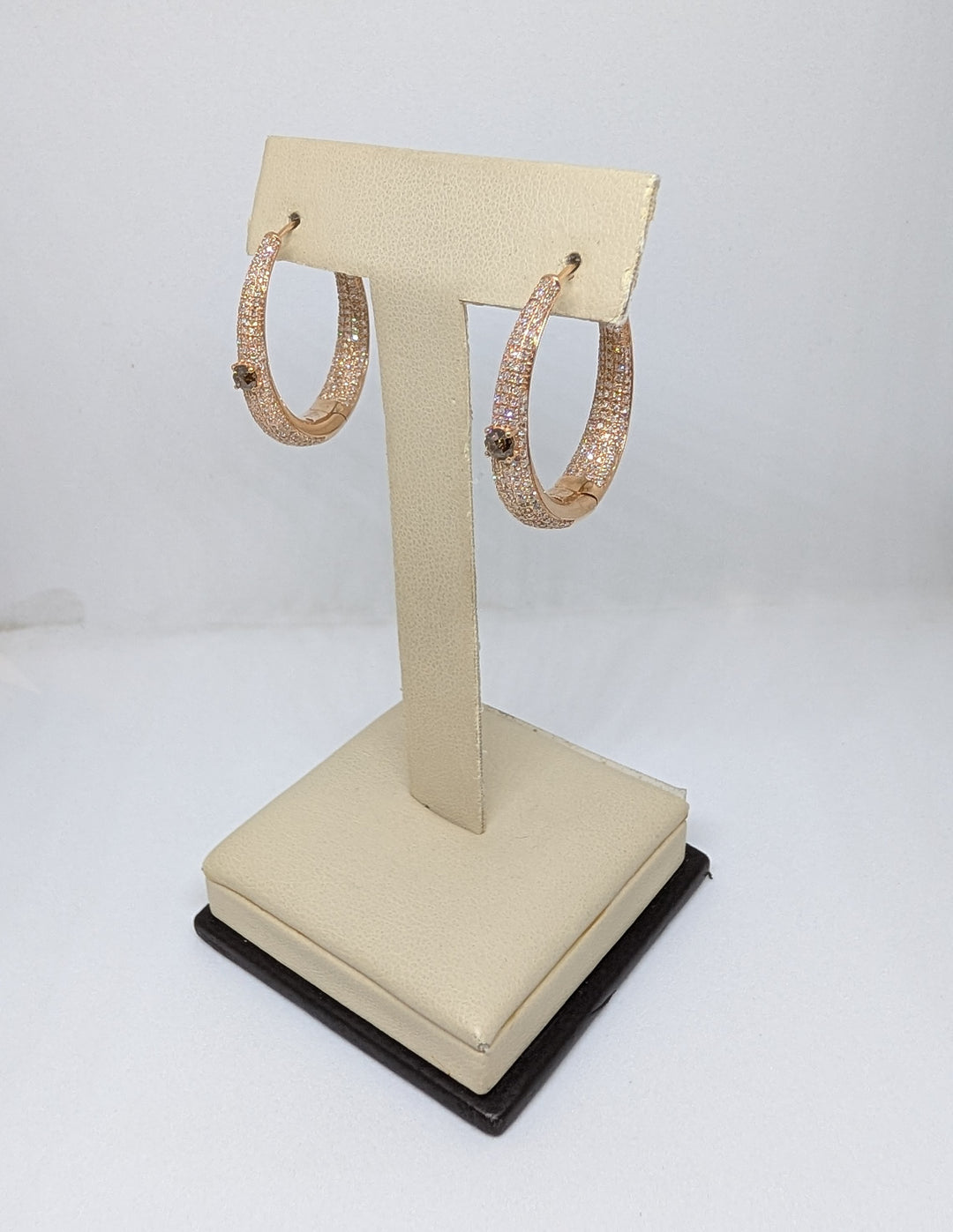 14k Rose Gold Chocolate Diamond Inside/Outside Hoops
