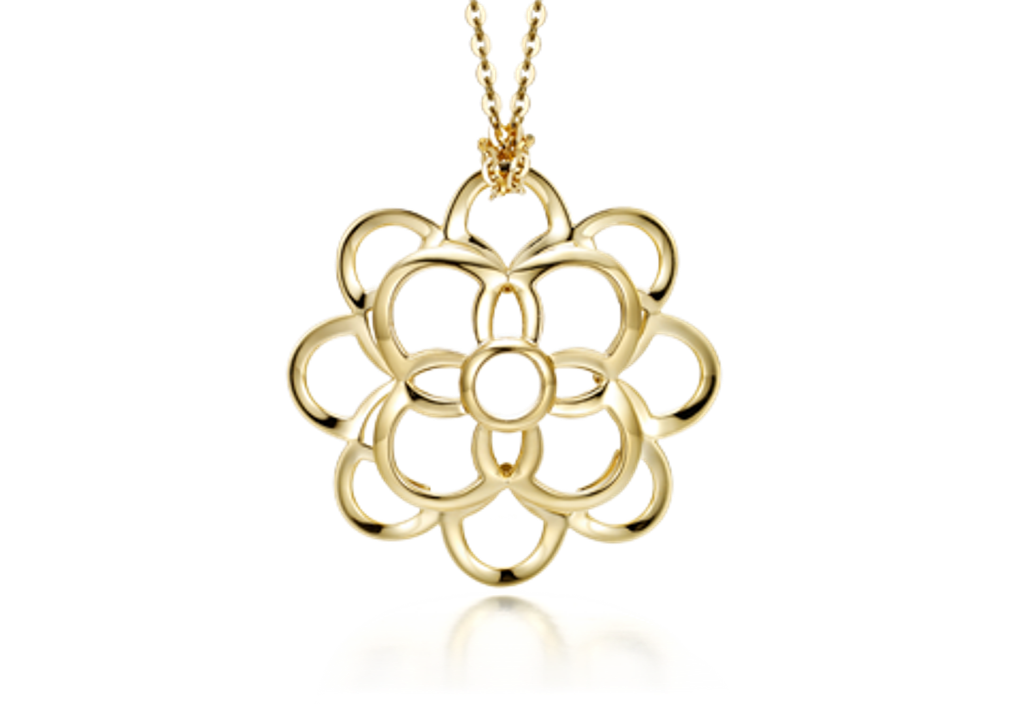 Ladies 18k Yellow Gold Flower Necklace