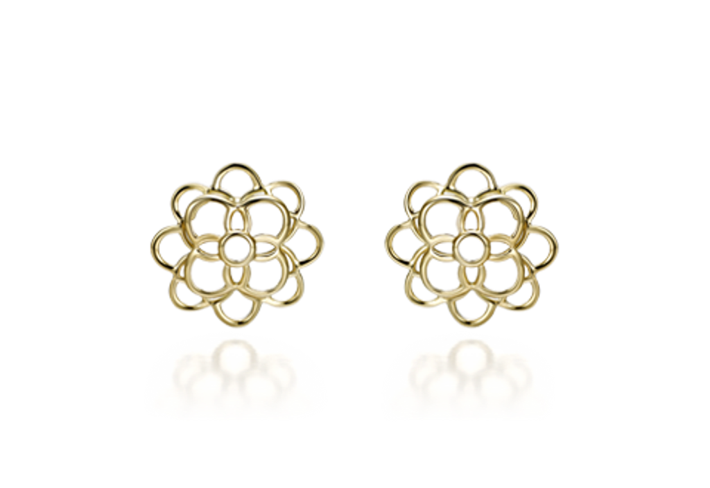 18k Yellow Gold Floral Studs
