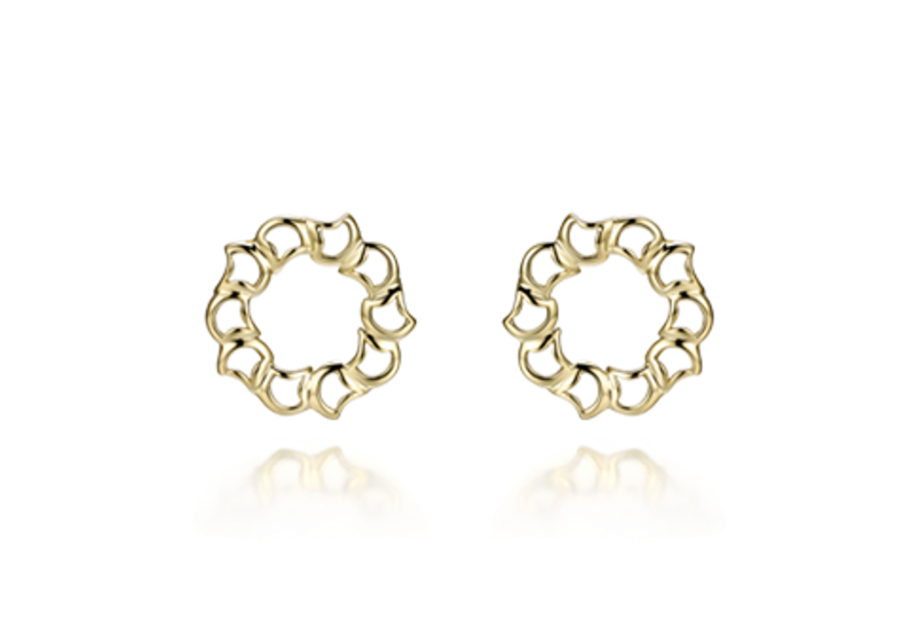 18k Yellow Gold Leaf Studs