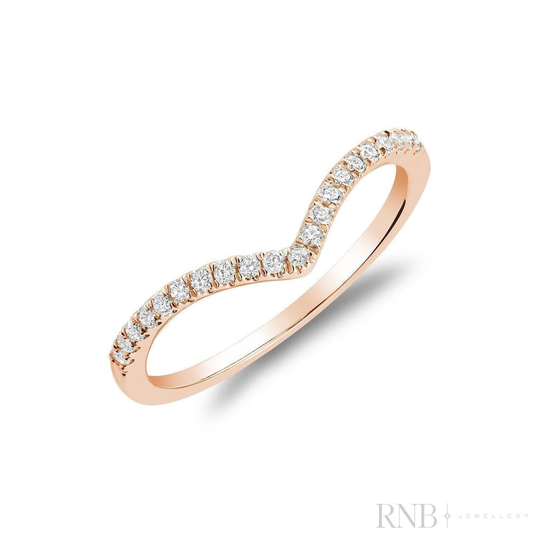 14k Natural Diamond V-Shaped Semi Eternity Diamond Ring
