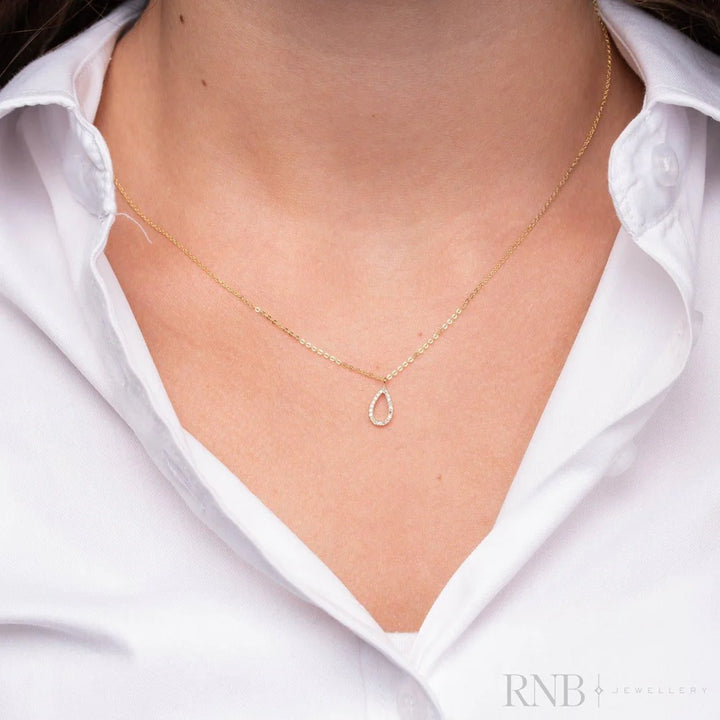 14k Petite Pear Diamond Necklace