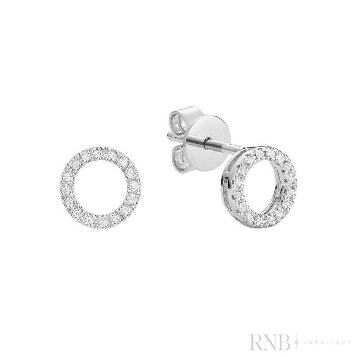 14k White Gold Circle of Life Diamond Stud Earrings