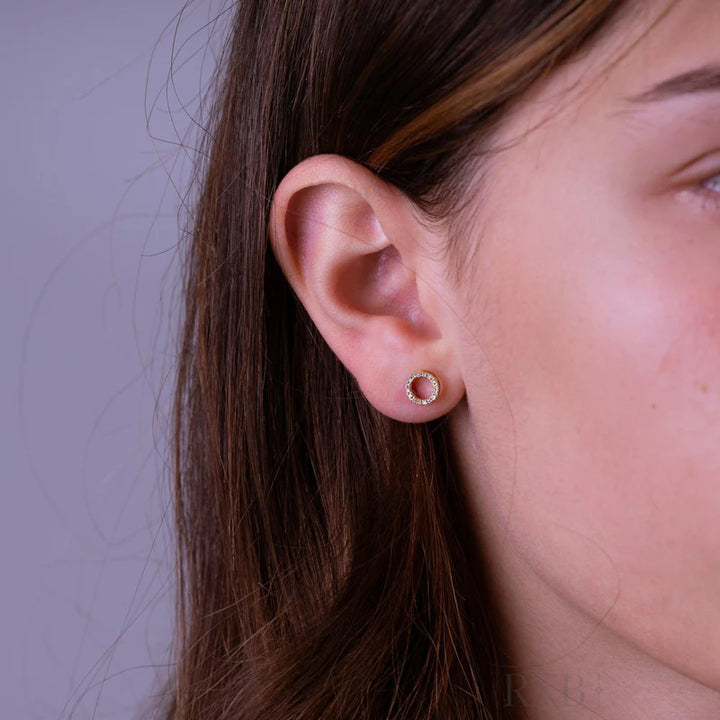 14k White Gold Circle of Life Diamond Stud Earrings