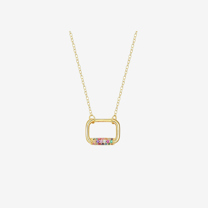 Reign Rainbow Pave Oblong Link Necklace
