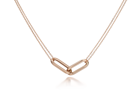 Ladies 18k Double Paperclip Style Necklace