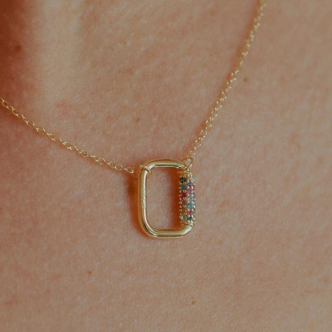 Reign Rainbow Pave Oblong Link Necklace